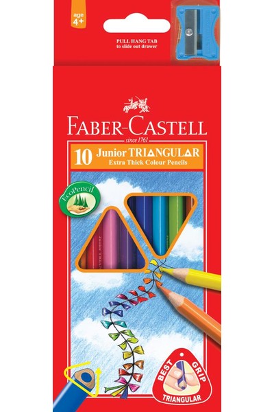 Faber-Castell Coloured Pencils - Triangular Grip: Pack of 10