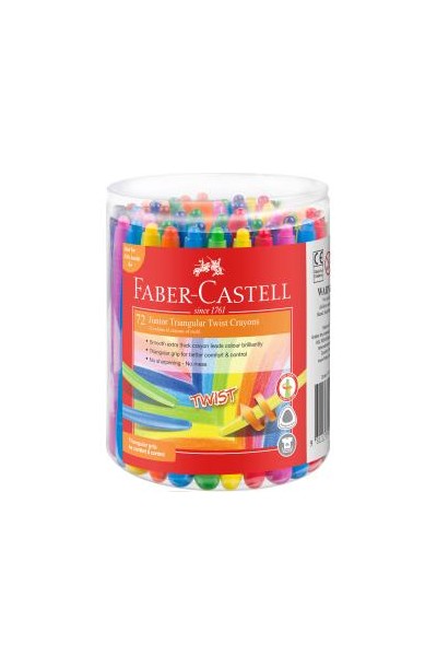 Faber-Castell Crayons - Triangular Twist: Bucket Assorted (Pack of 72)