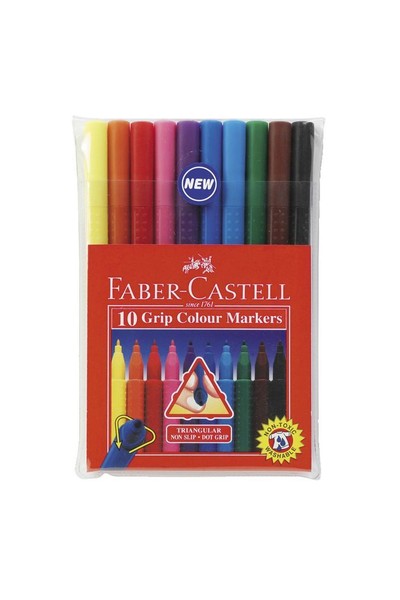 Faber-Castell Markers - Dot Grip Triangular (Pack of 10)