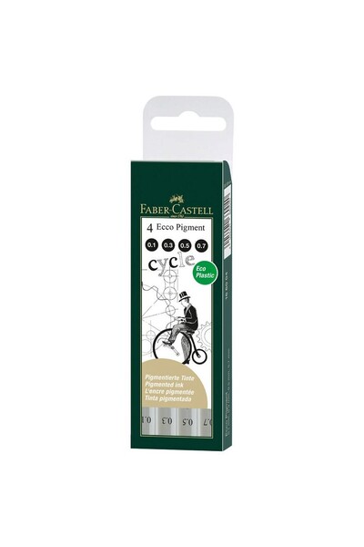 Faber-Castell Ecco Pigment Pen - Fibre Tip: Black (Set of 4)