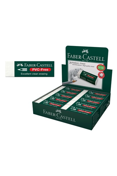 Faber-Castell Eraser - 7085-20: Large With Sleeve PVC-Free (Box of 20)