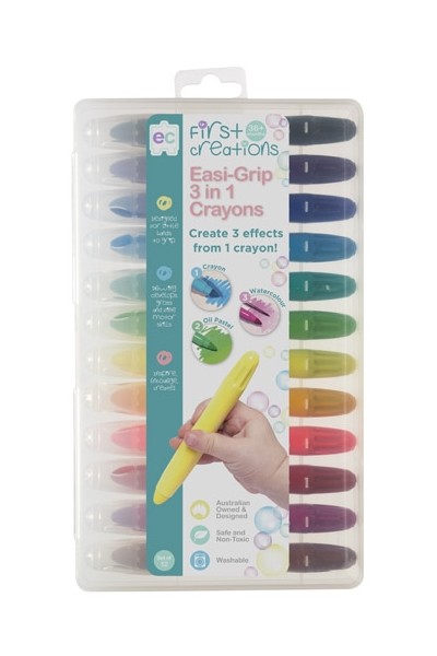 Easi-Grip 3 in 1 Crayons - Set of 12