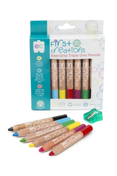 Easi-Grip Triple One Wooden Pencils  - Pack of 6