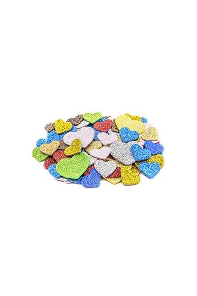Little Foam Shapes - Hearts Glitter (Pack of 72)