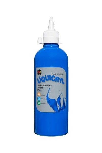 Liquicryl Fluorescent Junior Acrylic Paint 500mL - Blue
