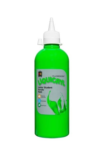 Liquicryl Fluorescent Junior Acrylic Paint 500mL - Green