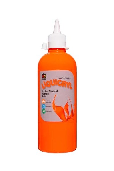 Liquicryl Fluorescent Junior Acrylic Paint 500mL - Orange
