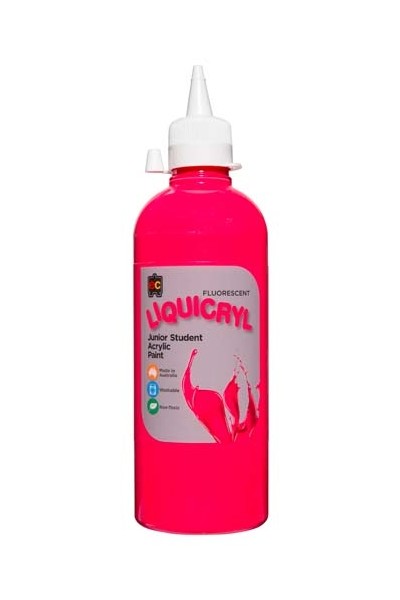 Liquicryl Fluorescent Junior Acrylic Paint 500mL - Pink
