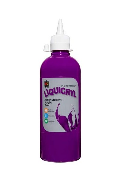 Liquicryl Fluorescent Junior Acrylic Paint 500mL - Purple