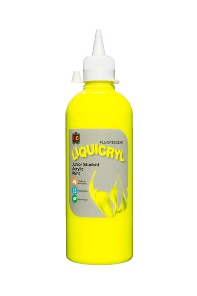 Liquicryl Fluorescent Junior Acrylic Paint 500mL - Yellow