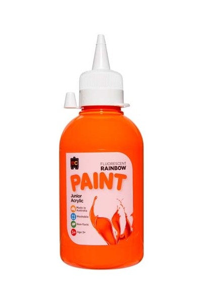 Fluorescent Rainbow Paint Junior Acrylic Paint 250mL - Orange
