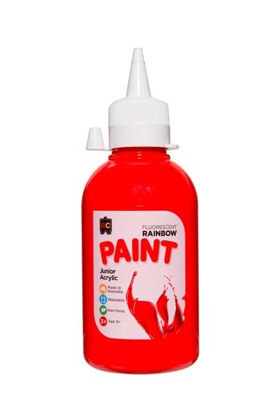 Fluorescent Rainbow Paint Junior Acrylic Paint 250mL - Scarlet