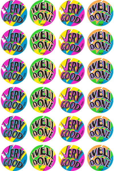 Very Good/Well Done Fluoro Stickers