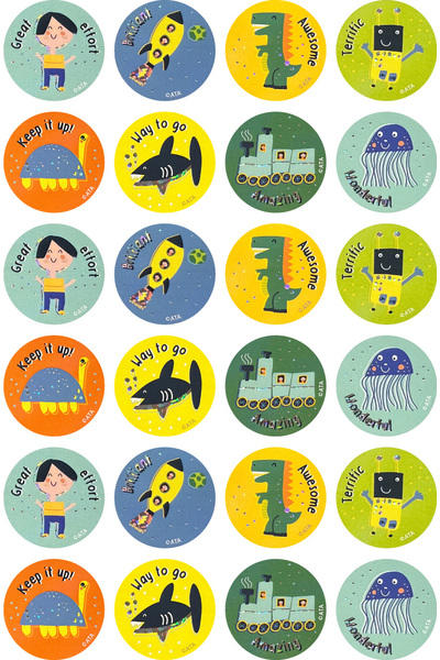 Kid-Drawn Doodles (Boy) - Foil Stickers (Pack of 72)