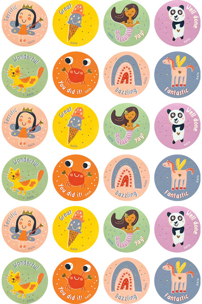 Kid-Drawn Doodles (Girl) - Foil Stickers (Pack of 72)