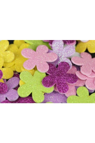 Foam Stickers - Flowers Glitter (Pack of 60)