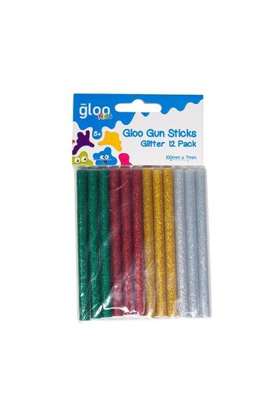 Gloo - Kids Glue Gun Sticks Low Glitter  (7 x 100mm): Pack of 12 