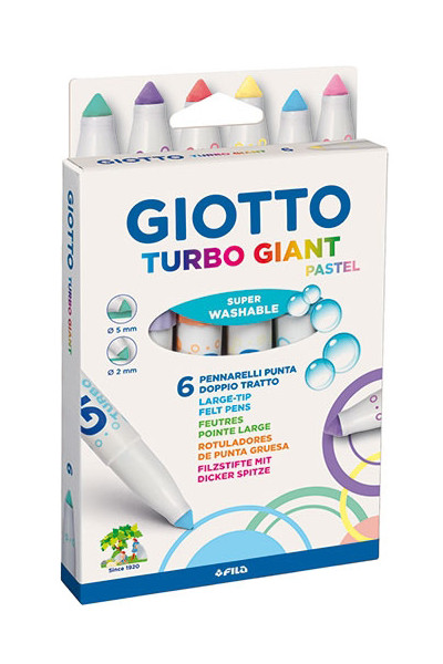Giotto Turbo Giant Pastel Markers - Pack of 6