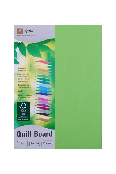 Quill Board 210gsm (A4) - Pack of 50: Lime