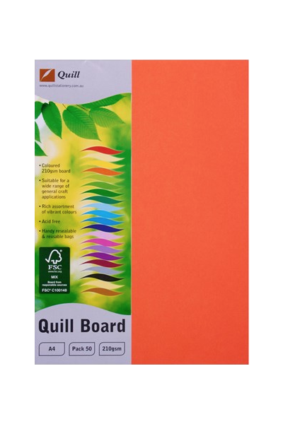 Quill Board 210gsm (A4) - Pack of 50: Orange