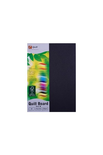 Quill Board 210gsm (A4) - Pack of 50: Black