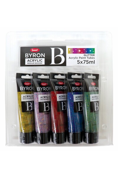 Jasart Byron - Acrylic Paint (75ml) Glitter: Set of 5