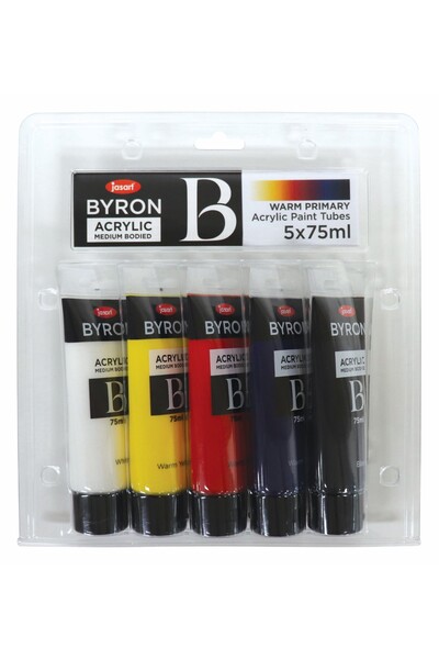 Jasart Byron - Acrylic Paint (75ml) Primary Warm: Set of 5