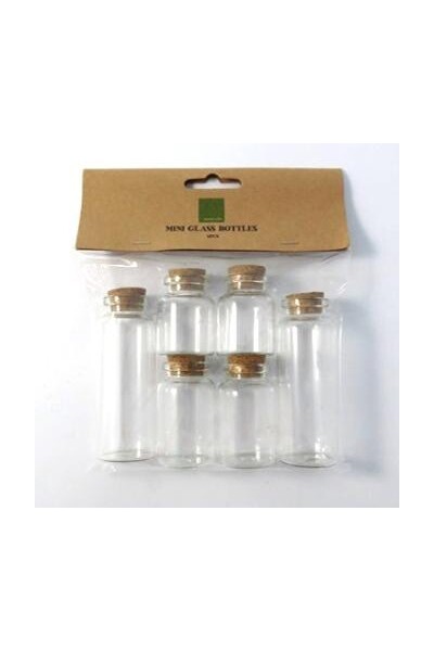 Mini Glass Bottles w/ Cork Tops - Pack of 6