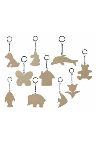 Wooden Key Ring Tags - Pack of 10
