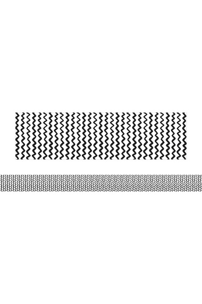 Black and White Zig Zags - Large Border (Pack of 12)