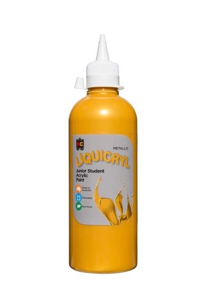 Liquicryl Metallic Junior Acrylic Paint 500mL - Gold