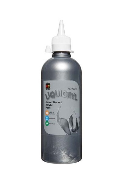 Liquicryl Metallic Junior Acrylic Paint 500mL - Silver