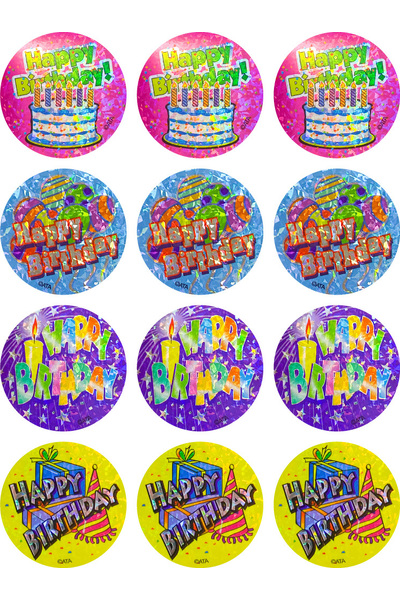 Happy Birthday Large Merit Stickers