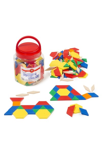 Solid Plastic Pattern Blocks – Jar of 126
