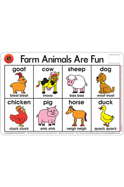 Farm Animals Are Fun Placemat