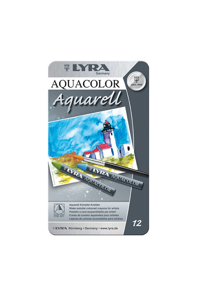 LYRA Aquacolor Water-Soluble Wax Crayons -Tin of 12