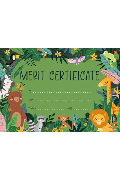 Zoo Animals Merit Certificate - Pack of 35