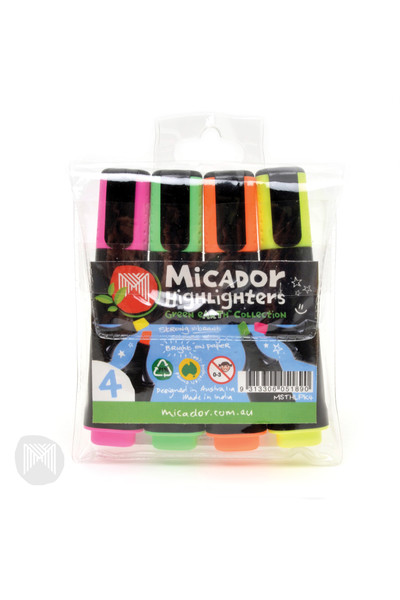 Micador Highlighters - Eco Wallet: Assorted (Pack of 4)