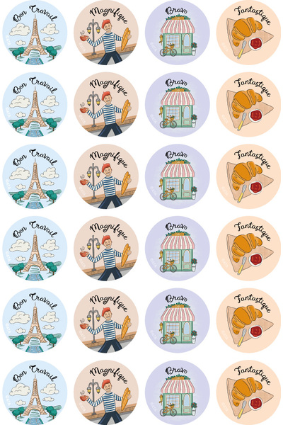 French - Merit Stickers (Pack of 96)