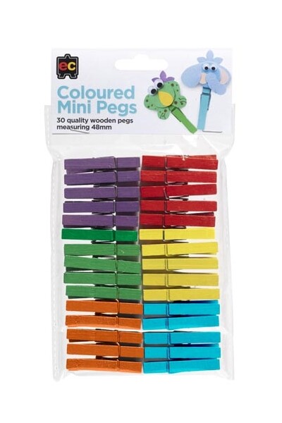 Coloured Mini Pegs - 30 Pack