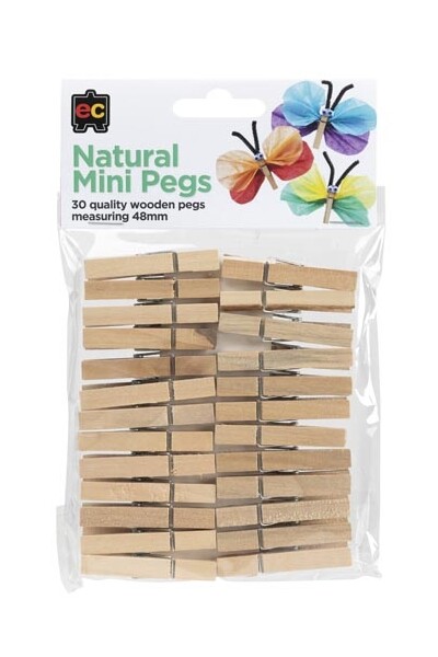 Natural Mini Pegs  - 30 Pack