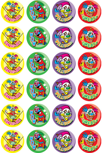 Clowns In Town Merit Stickers