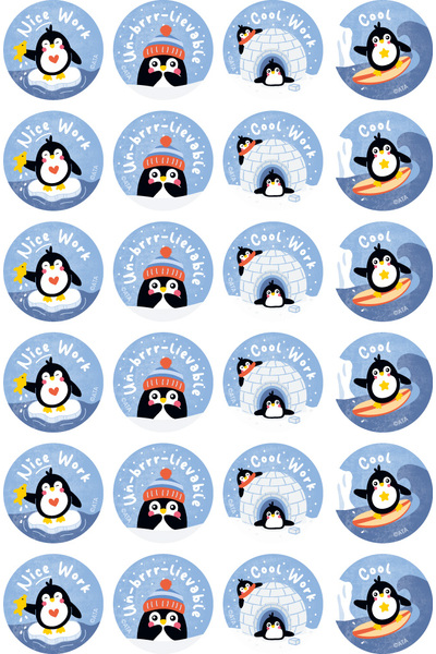 Playful Penguins - Merit Stickers (Pack of 96)