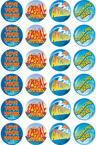 Water Words Merit Stickers