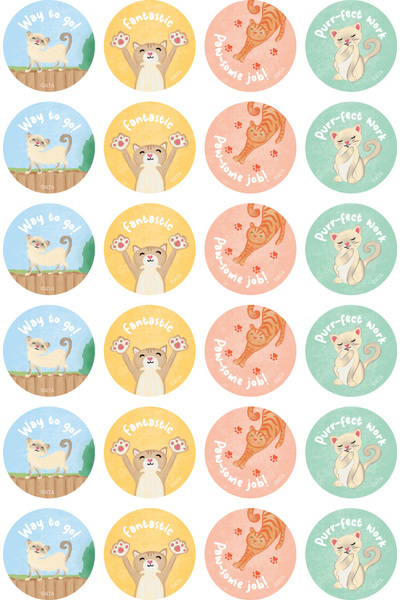 Happy Cats - Merit Stickers (Pack of 96)