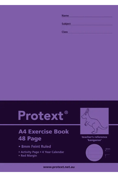Protext A4 Exercise Book - 8mm Ruled (Kangaroo) 48PG