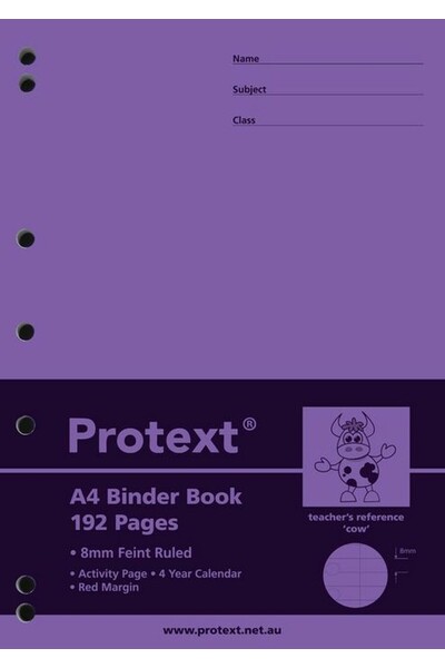 Protext A4 Binder Book - 8mm Ruled (Cow) 192PG