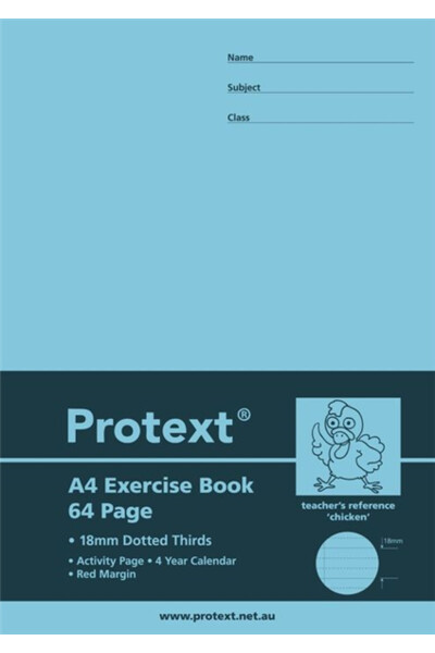 Protext A4 Exercise Book - 18mm Dotted Thirds (Chicken) 64PG