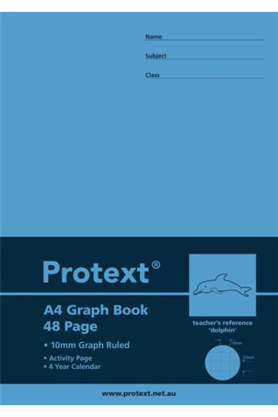 Protext A4 Graph Book - 10mm Graph Ruled (Dolphin) 48PG