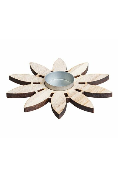 Wooden Flower Tea Light Holders - Pack of 5